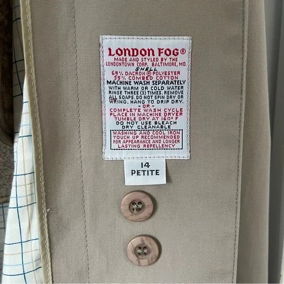 Vintage London Fog Mac Trench Coat - Size 14P - Old Money Light Academia Preppy - Picture 8 of 11